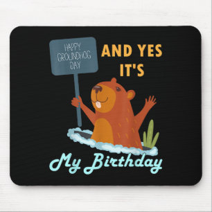 Happy Groundhog Day Birthday On 2nd February Famil Mouse Mat
