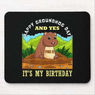 Happy Groundhog Day Birthday On 2nd February Famil Mouse Mat