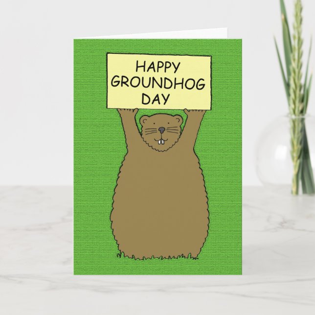 Happy Groundhog Day Cartoon. Card (Front)