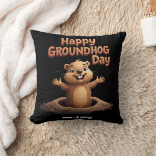 Happy Groundhog Day Celebrate with Humour, Fun Cushion