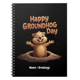 Happy Groundhog Day Celebrate with Humour, Fun Notebook