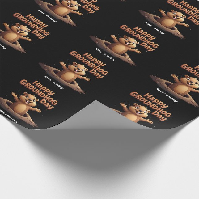 Happy Groundhog Day Celebrate with Humour, Fun Wrapping Paper (Corner)