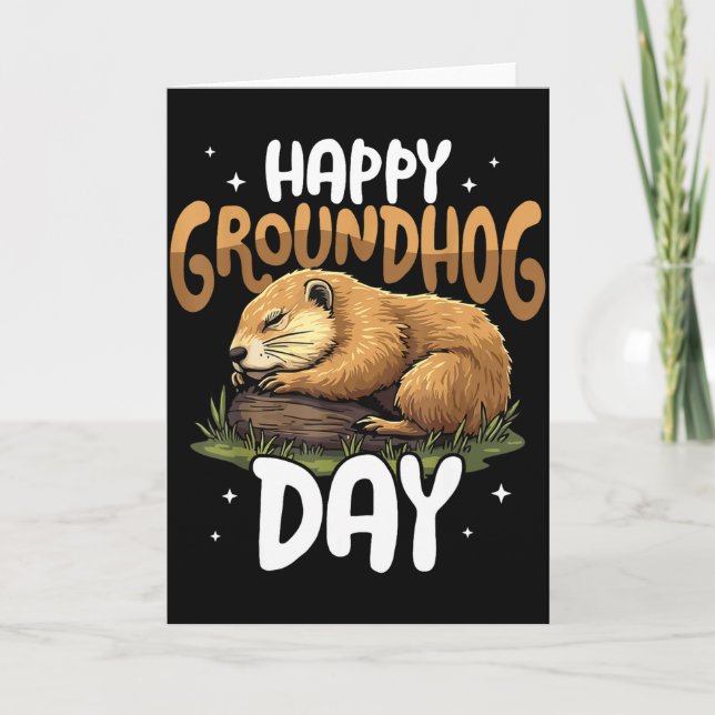Happy Groundhog Day Cute And Fun Groundhog  Card (Front)