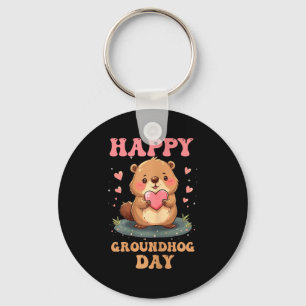 Happy Groundhog Day Cute Art For Animal Lovers Gro Key Ring