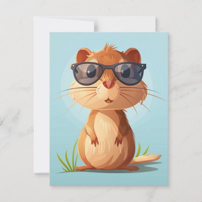 Happy Groundhog Day Cute Colorful Woodchuck  Holiday Card (Front)