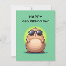 Happy Groundhog Day Cute Colorful Woodchuck 