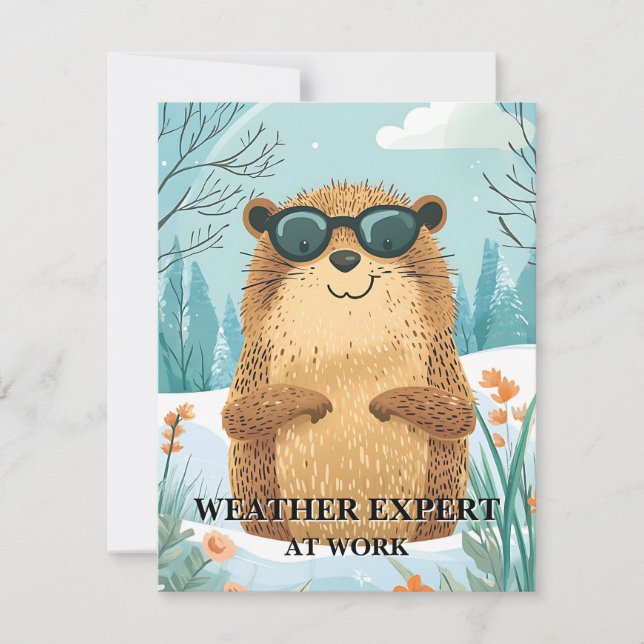 Happy Groundhog Day Cute Colorful Woodchuck  Holiday Card (Front)