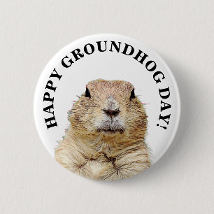 Happy Groundhog Day Cute Holiday Button