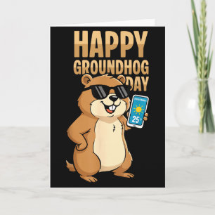 Happy Groundhog Day Cute Woodchuck Groundhog Holid Card