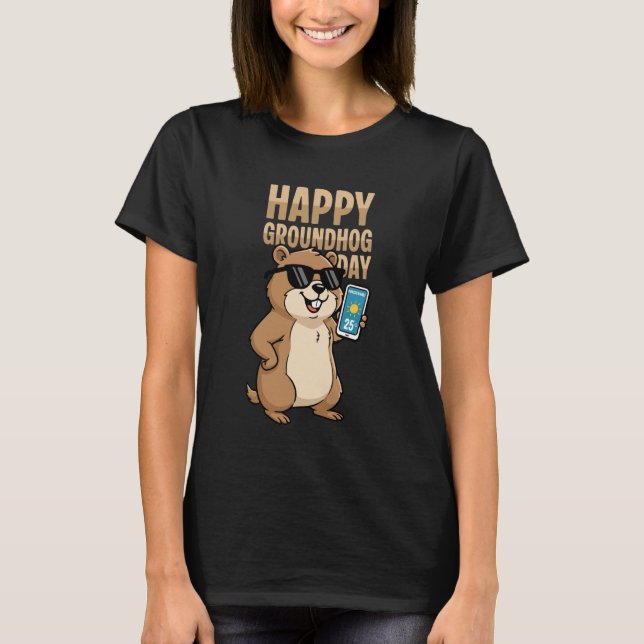 Happy Groundhog Day Cute Woodchuck Groundhog Holid T-Shirt (Front)