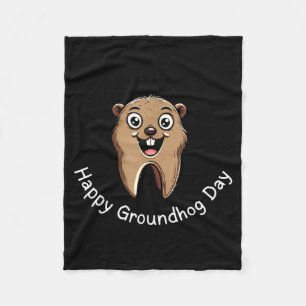 Happy Groundhog Day Dental Vibes Cute Phils Tooth Fleece Blanket