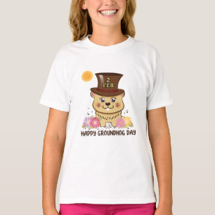 HAPPY GROUNDHOG DAY FEB 2 KIDS GIRL'S T-SHIRT