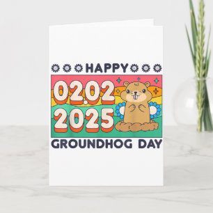 Happy Groundhog Day February 2 2025 Retro Sunset S Card