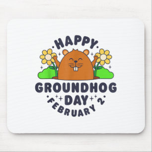 Happy Groundhog Day February 2 Men Women Funny Ret Mouse Mat