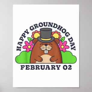 Happy Groundhog Day February 2 Men Women Funny Ret Poster