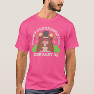 Happy Groundhog Day February 2 Men Women Funny Ret T-Shirt