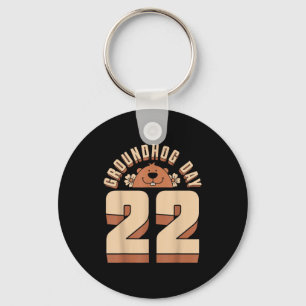 Happy Groundhog Day February 2 Retro Animal Lovers Key Ring