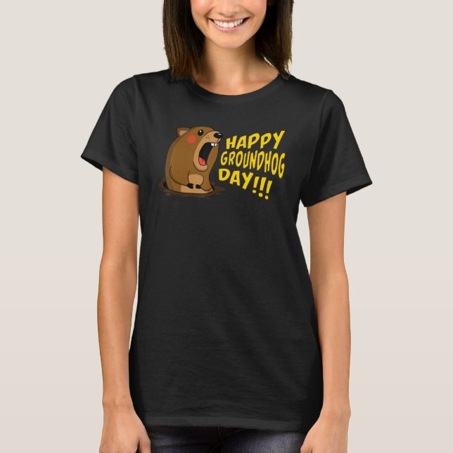 Happy Groundhog Day February 2nd, Cute Groundhog C T-Shirt (Front)