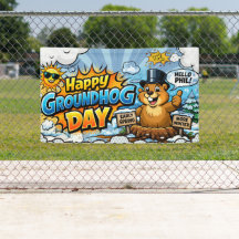 Happy Groundhog Day Funny Backdrop