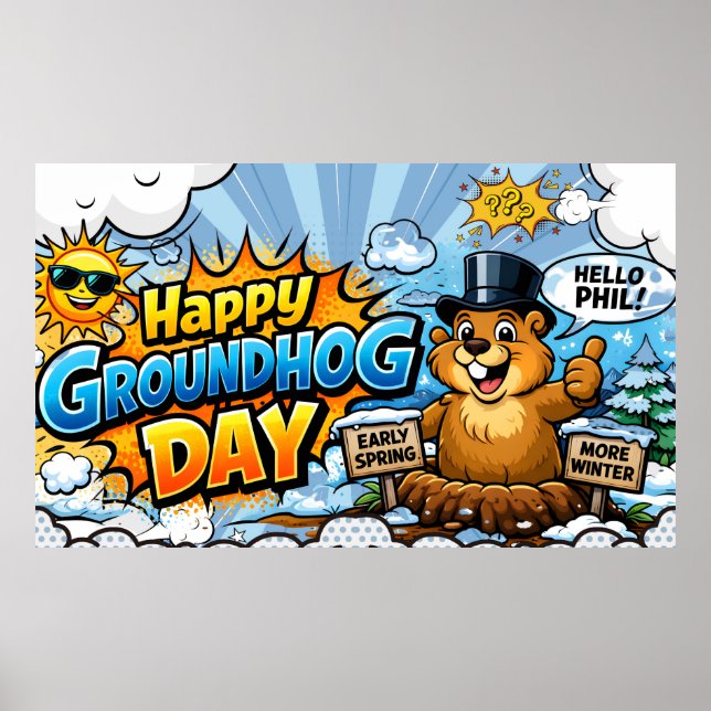 Happy Groundhog Day  Funny Backdrop Poster (Front)