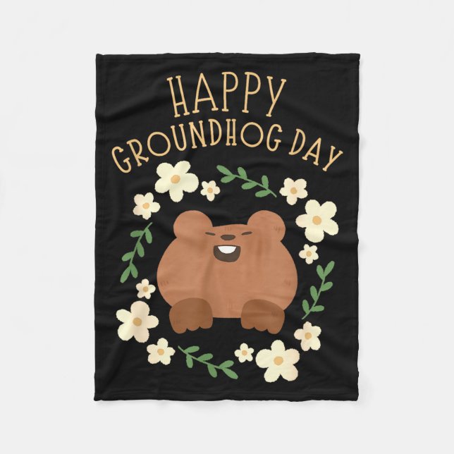 Happy Groundhog Day - Funny Celebration  Fleece Blanket (Front)