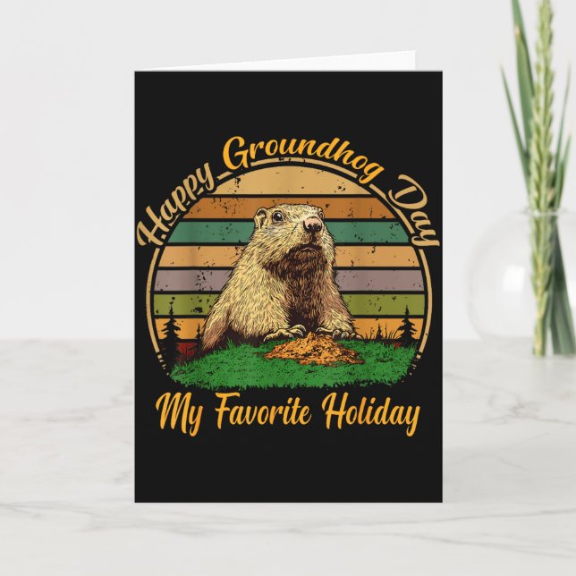 Happy Groundhog Day Funny Cute Ground Hog Animal L Card (Front)