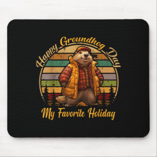 Happy Groundhog Day Funny Cute Ground Hog Animal L Mouse Mat
