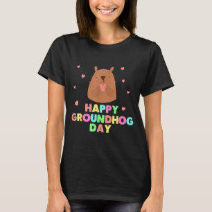 Happy Groundhog Day Funny Cute Ground Hog Animal L T-Shirt