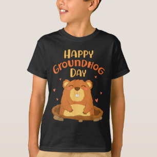 Happy Groundhog Day Funny Cute Ground Hog Animal L T-Shirt