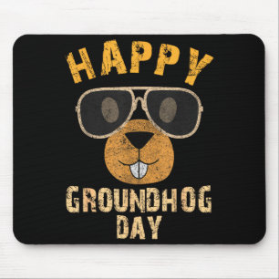 Happy Groundhog Day Funny Ground Hog Sungles Anima Mouse Mat