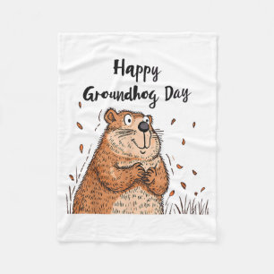 Happy Groundhog Day Funny Groundhog Holiday Men Wo Fleece Blanket