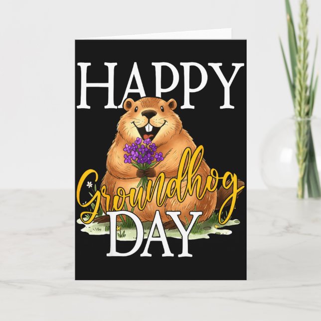 Happy Groundhog Day Funny Groundhog Meme Animal Lo Card (Front)