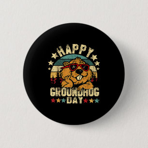 Happy Groundhog Day Funny Groundhog Sungles Cute 6 Cm Round Badge