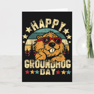 Happy Groundhog Day Funny Groundhog Sungles Cute  Card