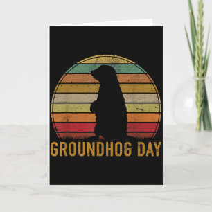 Happy Groundhog Day Funny Saying Retro Animal Love Card