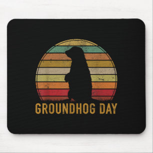 Happy Groundhog Day Funny Saying Retro Animal Love Mouse Mat