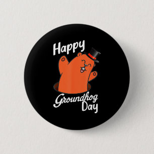 Happy Groundhog Day Funny Woodchuck & Groundho 6 Cm Round Badge