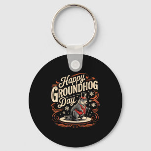 Happy Groundhog Day Ground Hog Animal Costume Men  Key Ring