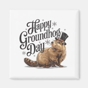 Happy Groundhog Day Ground Hog Animal Costume Men Magnet