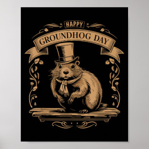 Happy Groundhog Day Ground Hog Animal Costume Men  Poster