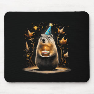 Happy Groundhog Day Ground Hog With Birthday Cake Mouse Mat