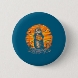Happy Groundhog Day Ground Hog With Birthday Party 6 Cm Round Badge