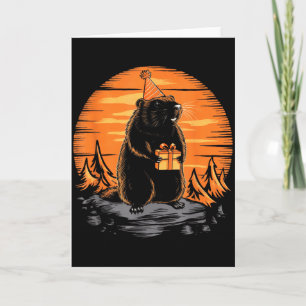 Happy Groundhog Day Ground Hog With Birthday Party Card