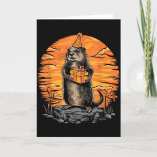 Happy Groundhog Day Ground Hog With Birthday Party Card