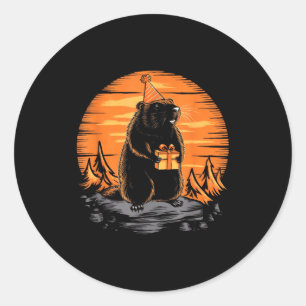 Happy Groundhog Day Ground Hog With Birthday Party Classic Round Sticker