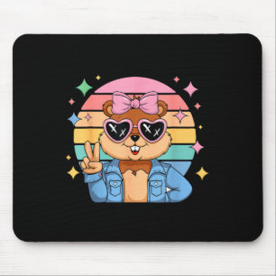 Happy Groundhog Day Ground Hog With Hat Animal Lov Mouse Mat