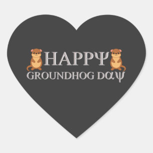 happy Groundhog Day Heart Sticker