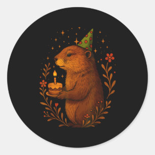 Happy Groundhog Day Holiday Funny Groundhound Birt Classic Round Sticker