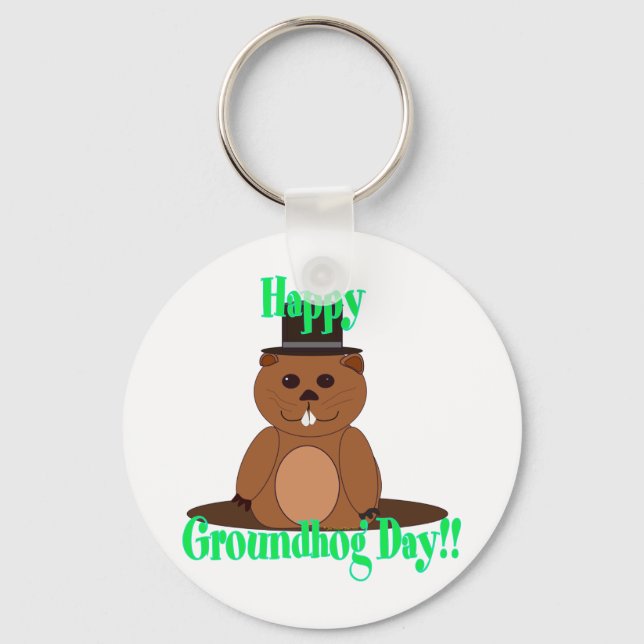 Happy Groundhog Day! Key Ring (Front)
