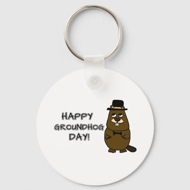 Happy Groundhog Day! Key Ring (Front)